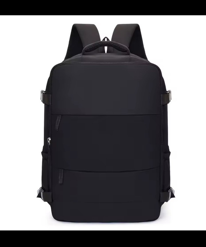 Black Solid Backpack Zip Closure Unisex Adults New with Tags