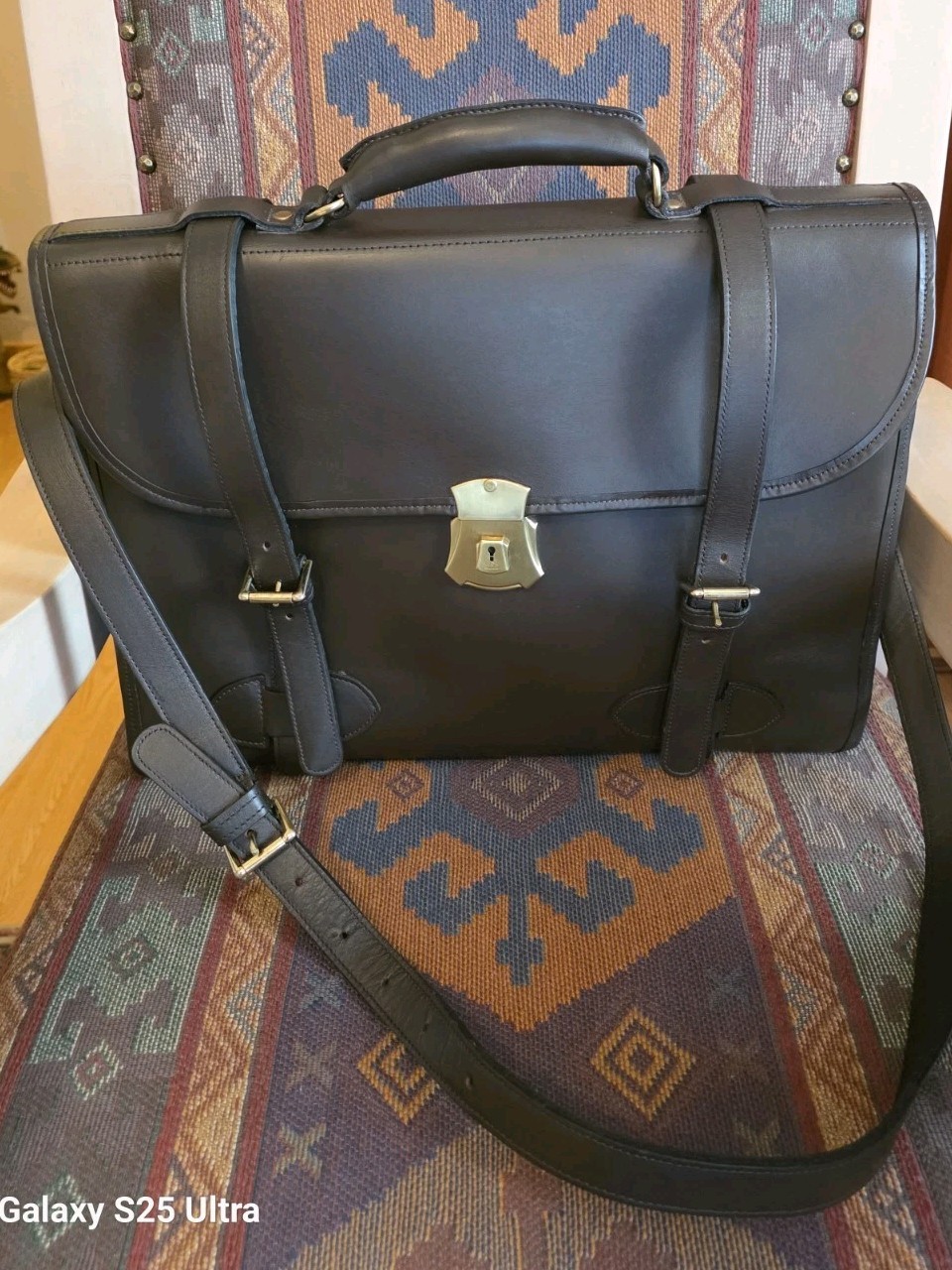 CUSTOM HIDE “1945 US ARMY” 3-Compartment / Leather Briefcase / Messenger Bag