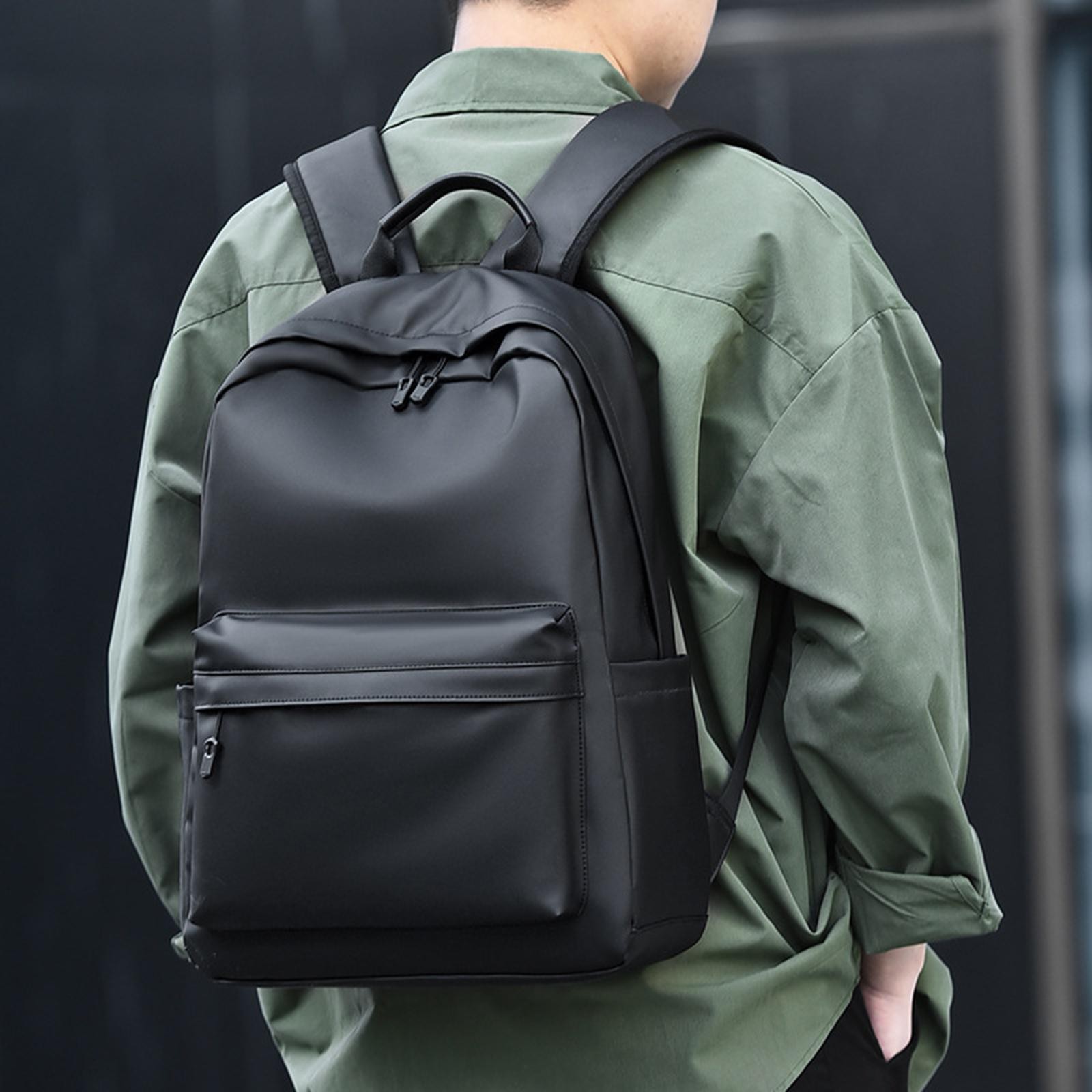 Men Pu Leather Backpack Waterproof 15.6″ Black Laptop Bag High Quality Fashion