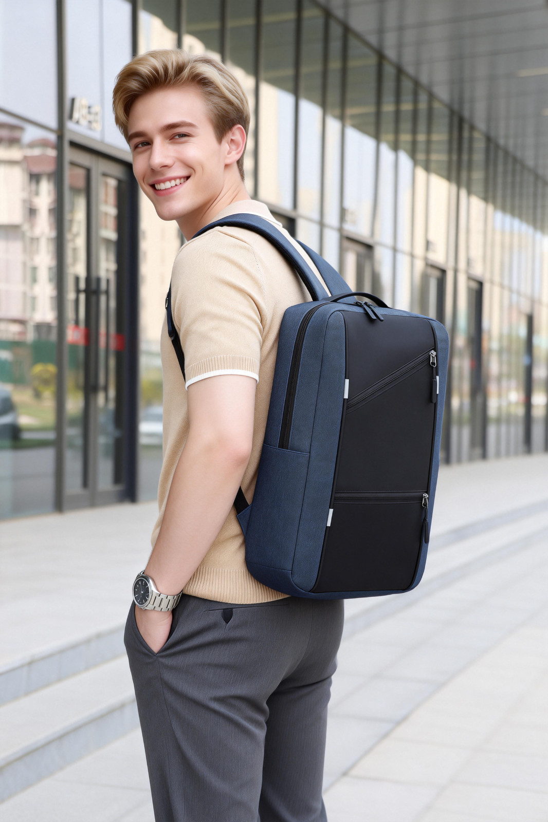 Black Business Laptop Waterproof Backpack Set Travel College School Bag