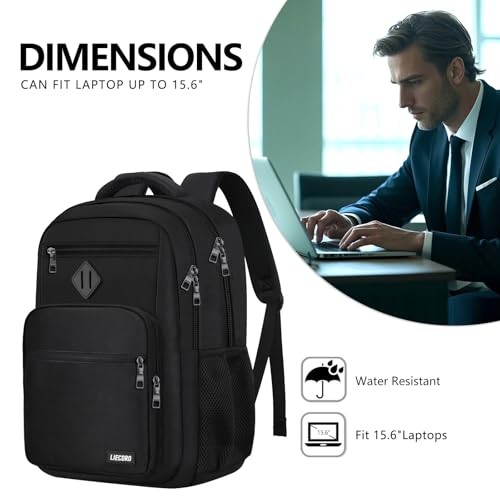 Black Backpack for Men, School Backpack for Boys Teens,15.6 15.6 Inch D3-black
