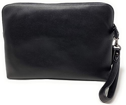 Coach 2812 Men Unisex Ranger Zip Leather Pouch Wrist Strap Black