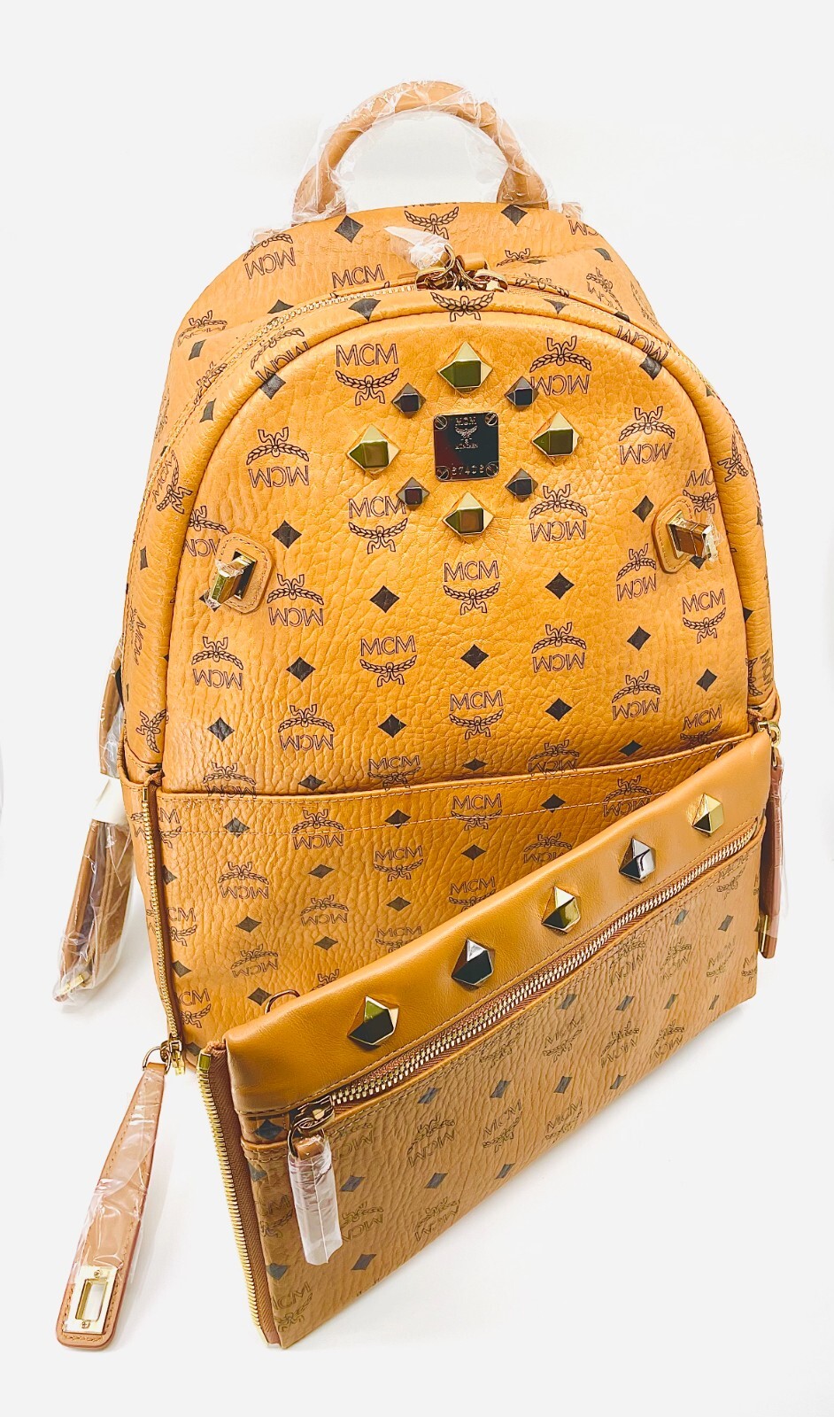 MCM Backpack DUAL STARK Visetos CognacBrown Medium MMK 6sve79 Leather Authentic