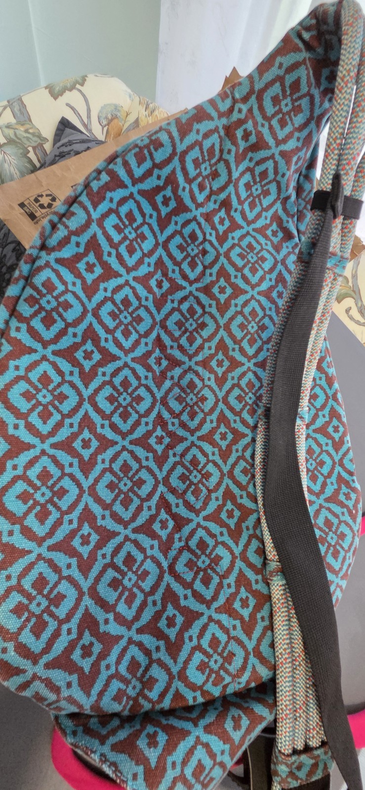 KAVU Sling Bag Backpack Crossbody Desert Mosaic Teal Brown Retird Travel Outdoor