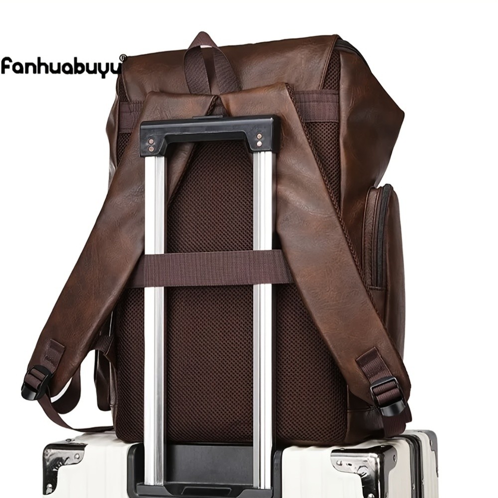Large Casual Men’s Leather Laptop Backpack Vintage Travel Rucksack College Bag