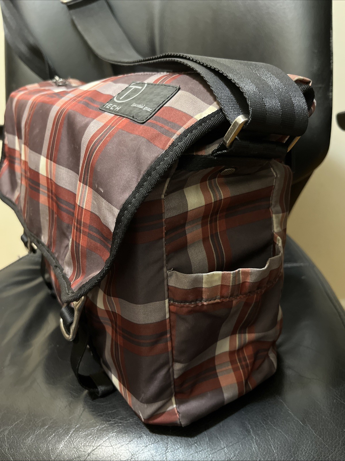 Tumi T-Tech Plaid Nylon Messenger Bag Laptop Bag – Rare!