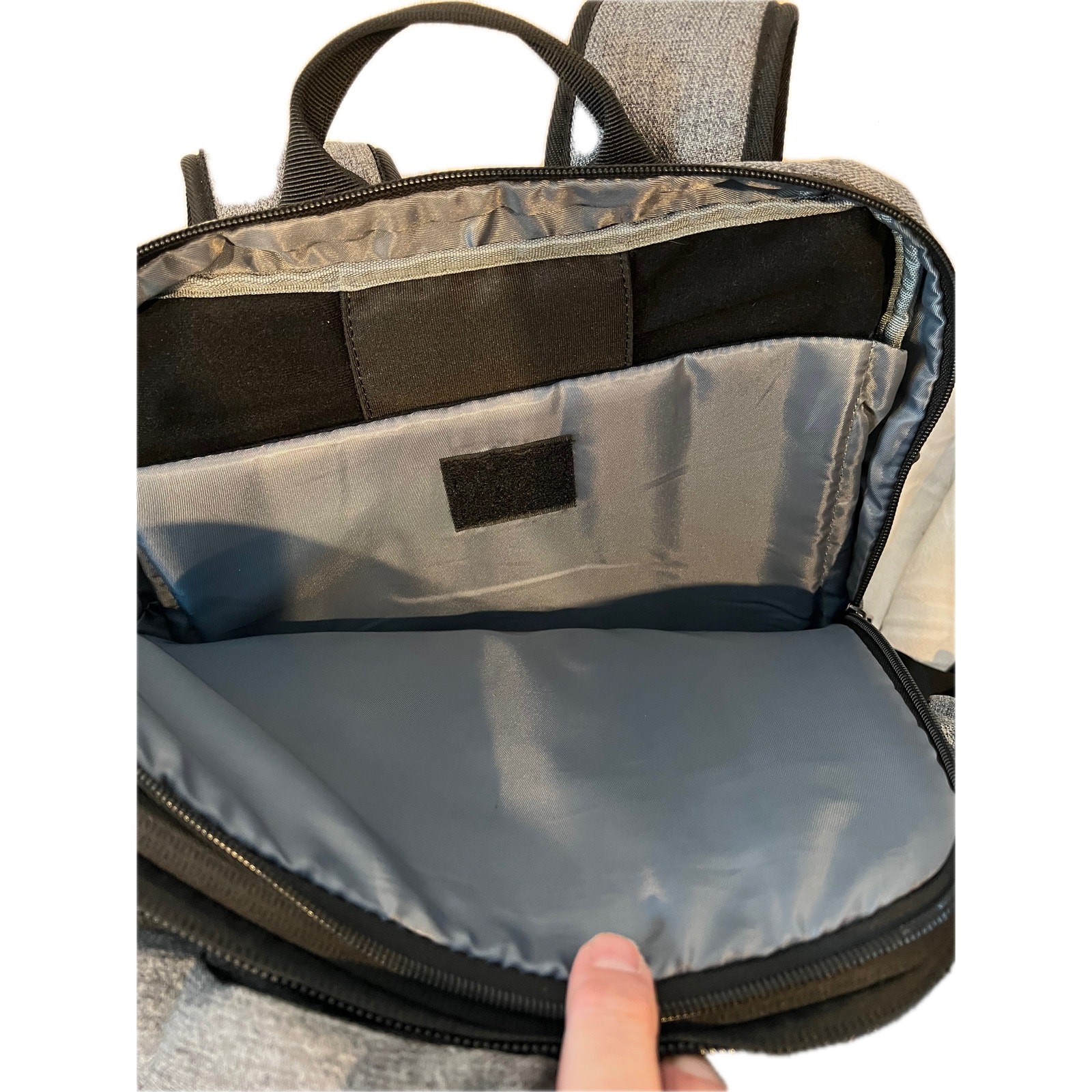 Clamshell Gray Black Padded Backpack 20″ Tall