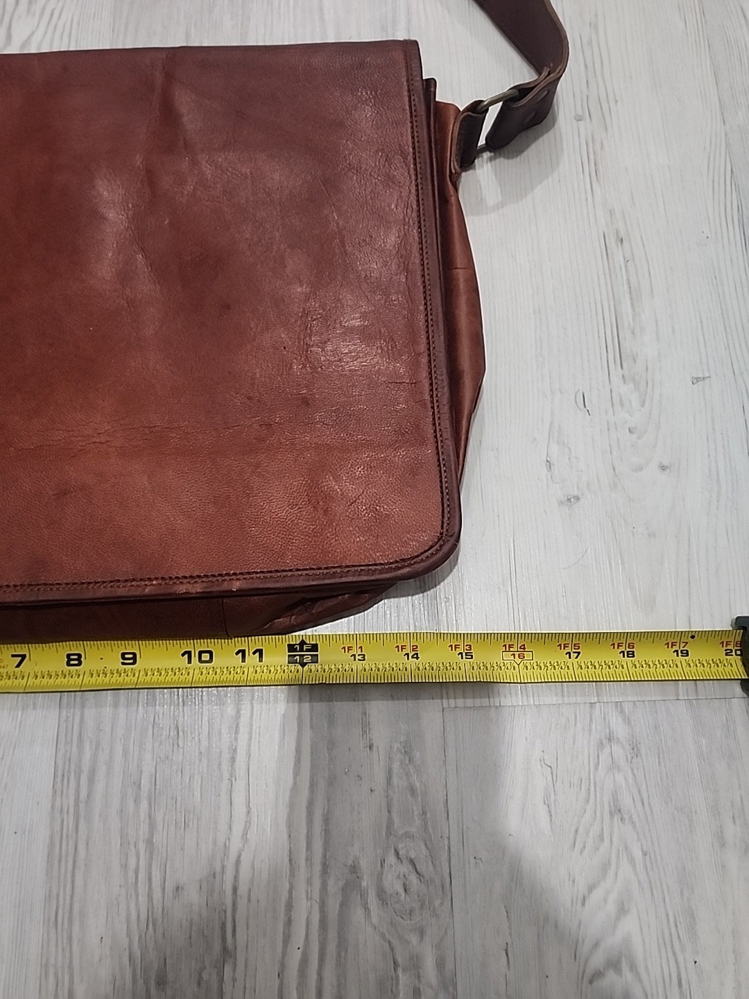 Cognac Brown Leather Portfolio/Laptop Bag Hand Made High Quality With Strap