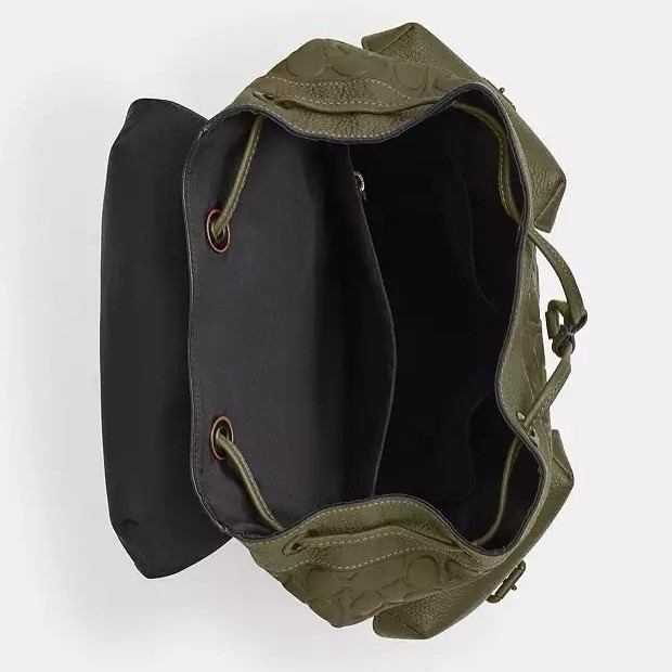 NWT Coach MEN’s Warner Backpack In Signature Leather CAK26 Olive