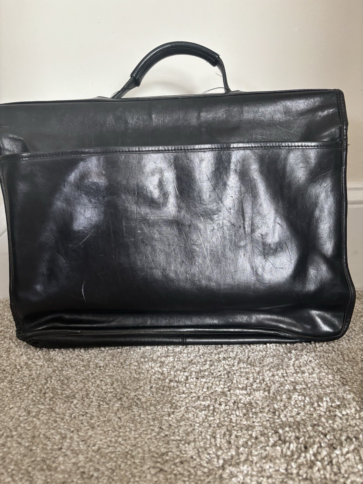 Hartmann Black Briefcase Document Case Push Lock Zip Outer Pockets Dividers