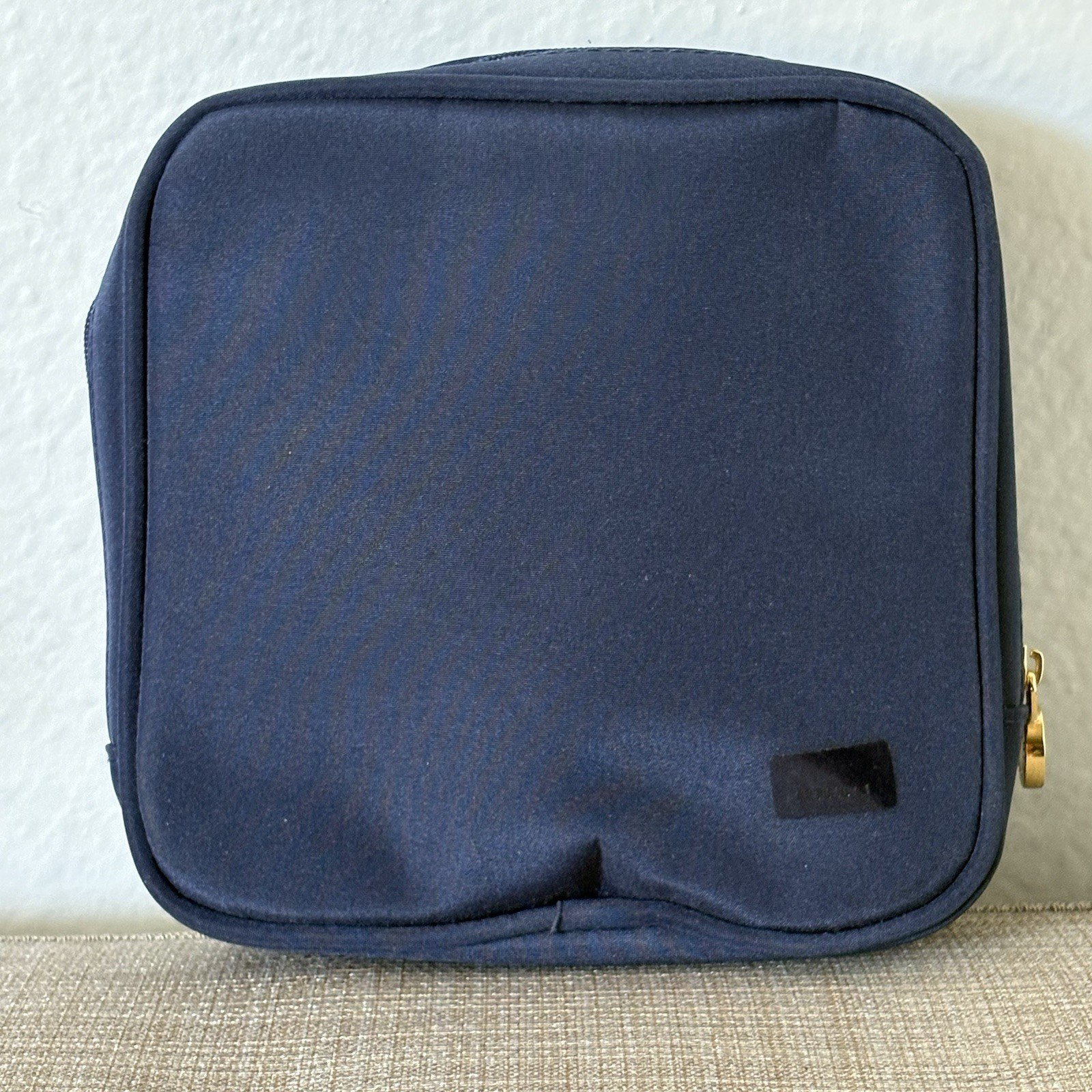 Bulgari Small Zipper Travel Pouch Men’s Dopp Kit Bag Navy Blue Luxury Designer