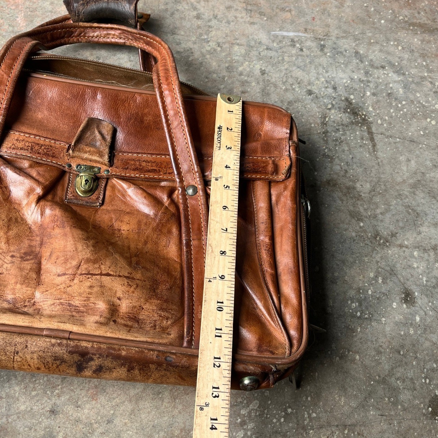 VTG Hartmann Leather Weekender Cow Hide Leather Triple Zip Briefcase Travel Bag