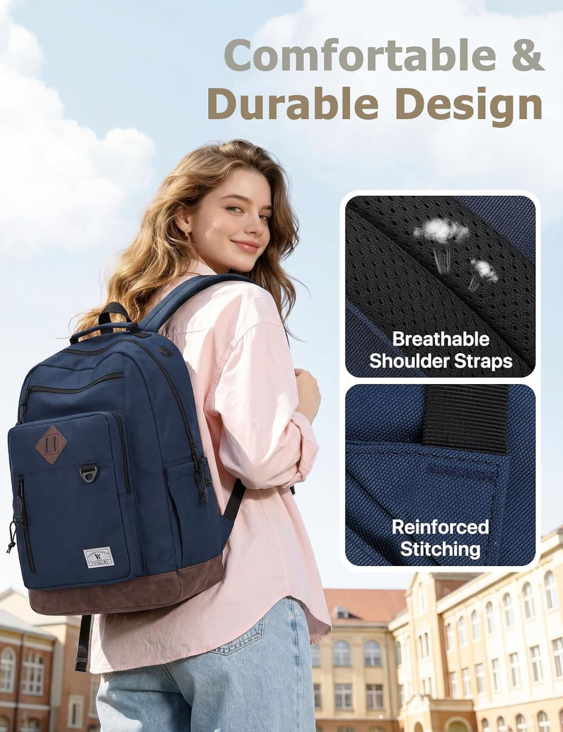 Backpack for Men Women,Lightweight 15.6In Bookbag with Mulitiple Pockets,Water R