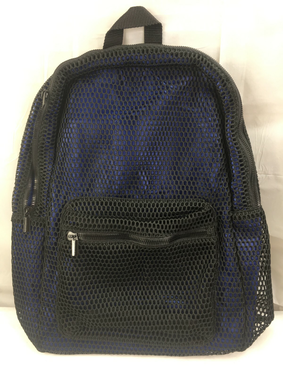NEW Urban Outfitters Feathers Fine Mesh Backpack Black Blue Adj Straps T-1