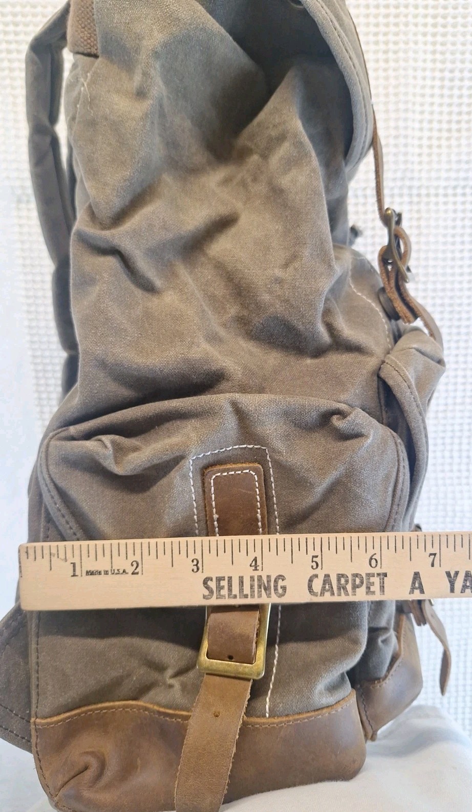 Brass Tacks Waxed Canvas Leather Rucksack Backpack Travel Hiking Camping School