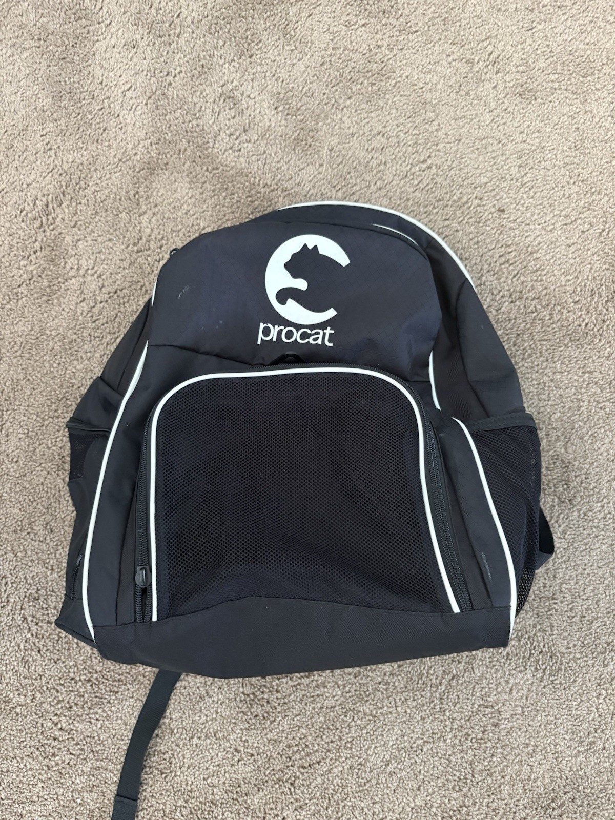 Procat Black & White Solid Backpack, Zip Closure, Outer Pockets, Unisex