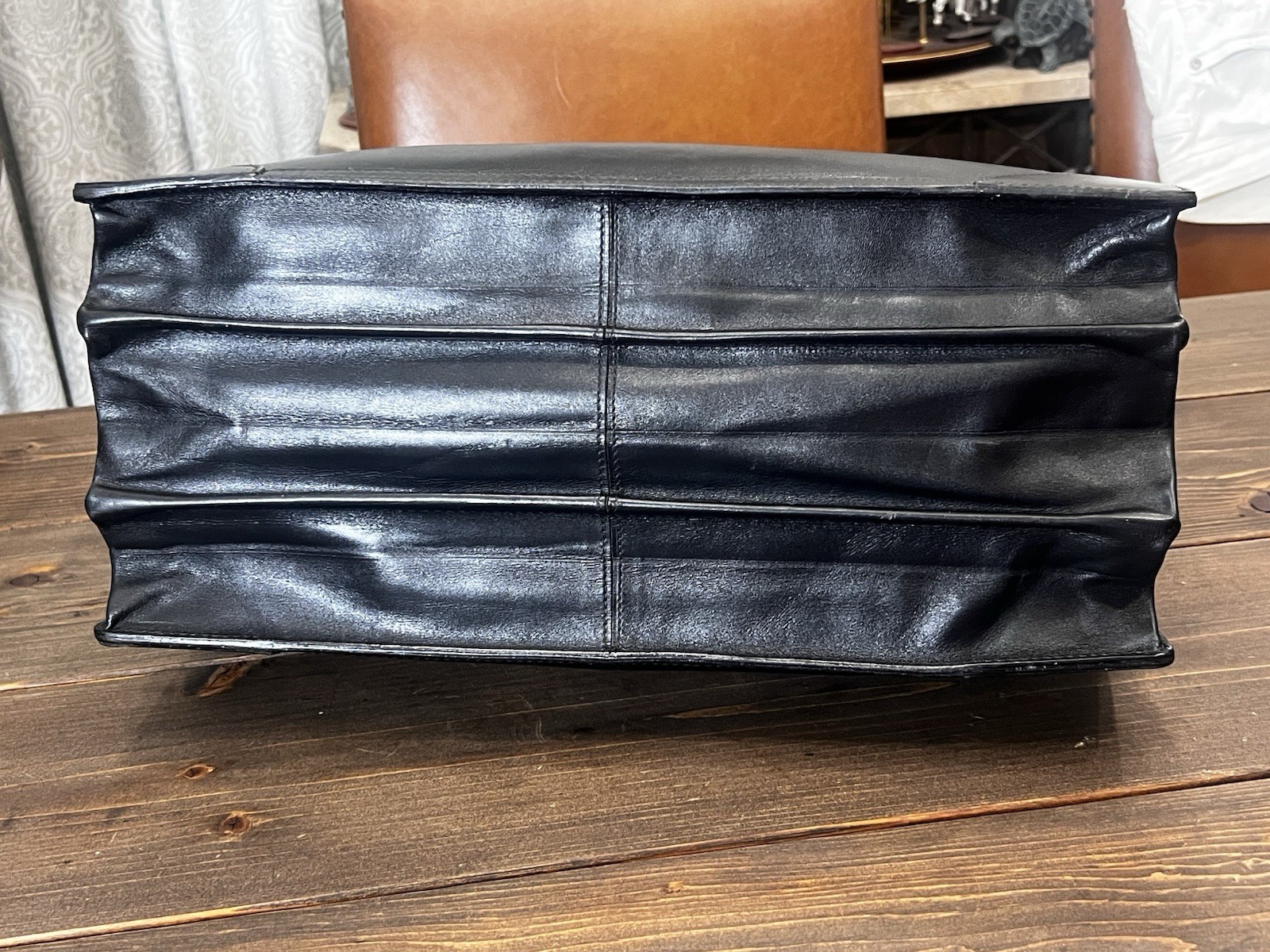 Le Sac Black Leather Briefcase Doctor Bag Made In Italy, Vintage