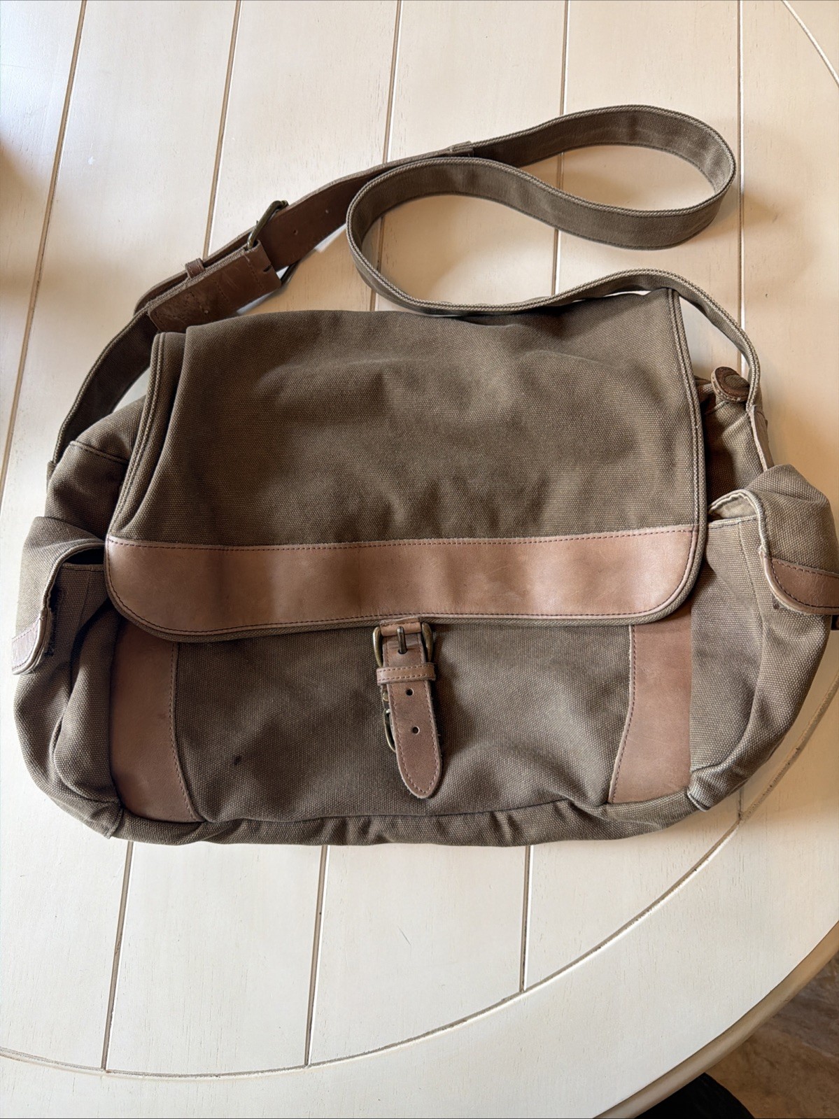 Vintage LL Bean Messenger Bag Canvas Leather Field Bag Cross Body Purse