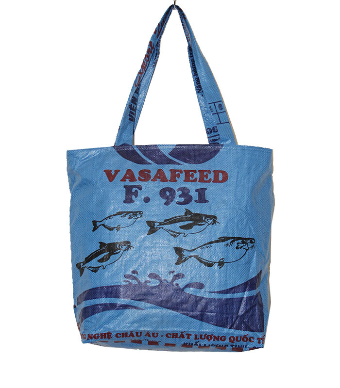Fair Trade Recycled Budget Tote Bag made from Fish Feed Bags from Cambodia