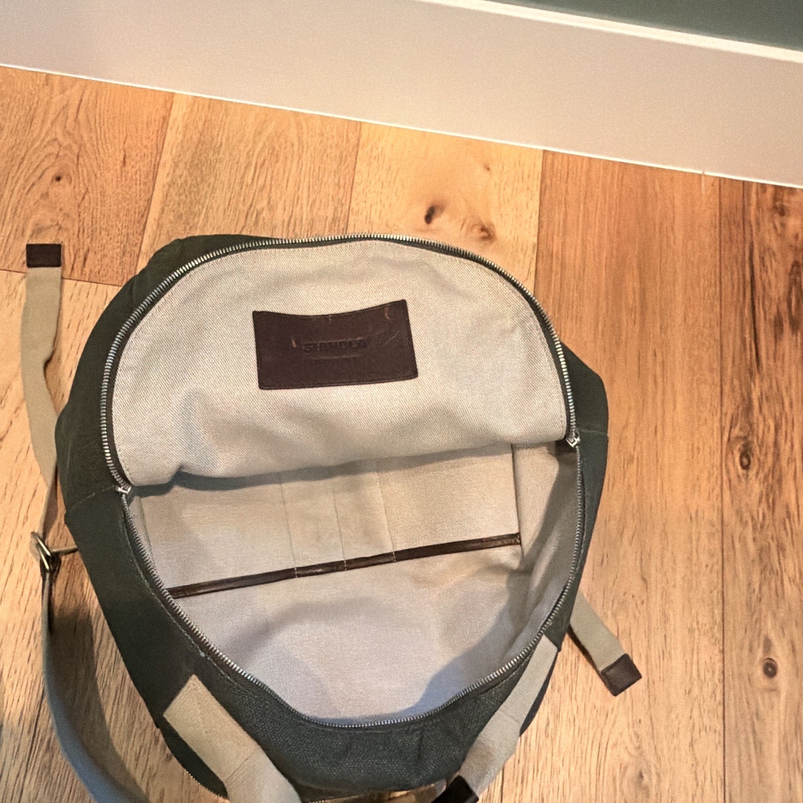 Shinola Canvas Backpack, Green & Beige