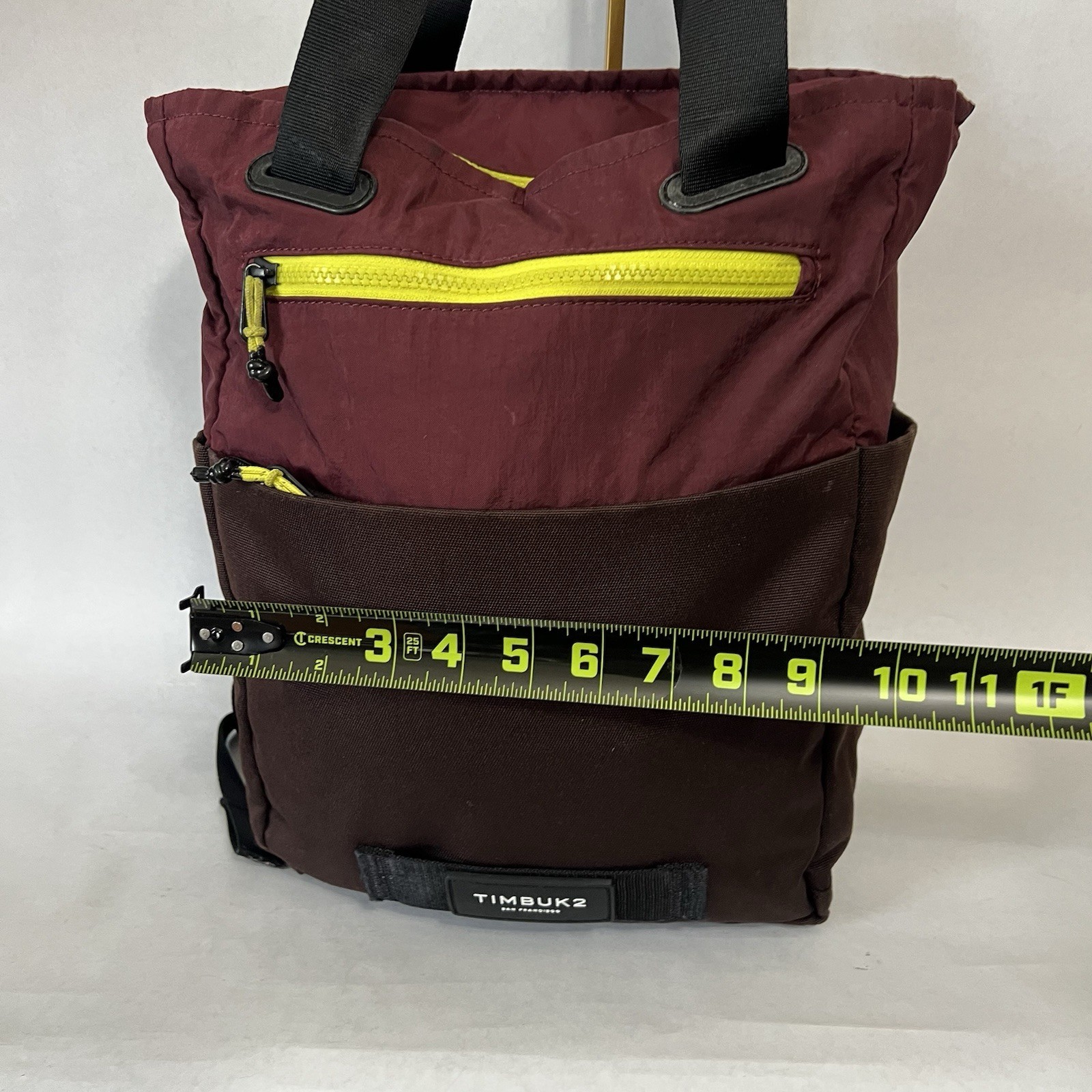 TIMBUK2 Backpack Scholar Tote Pack OS Brown & Red Zippers.