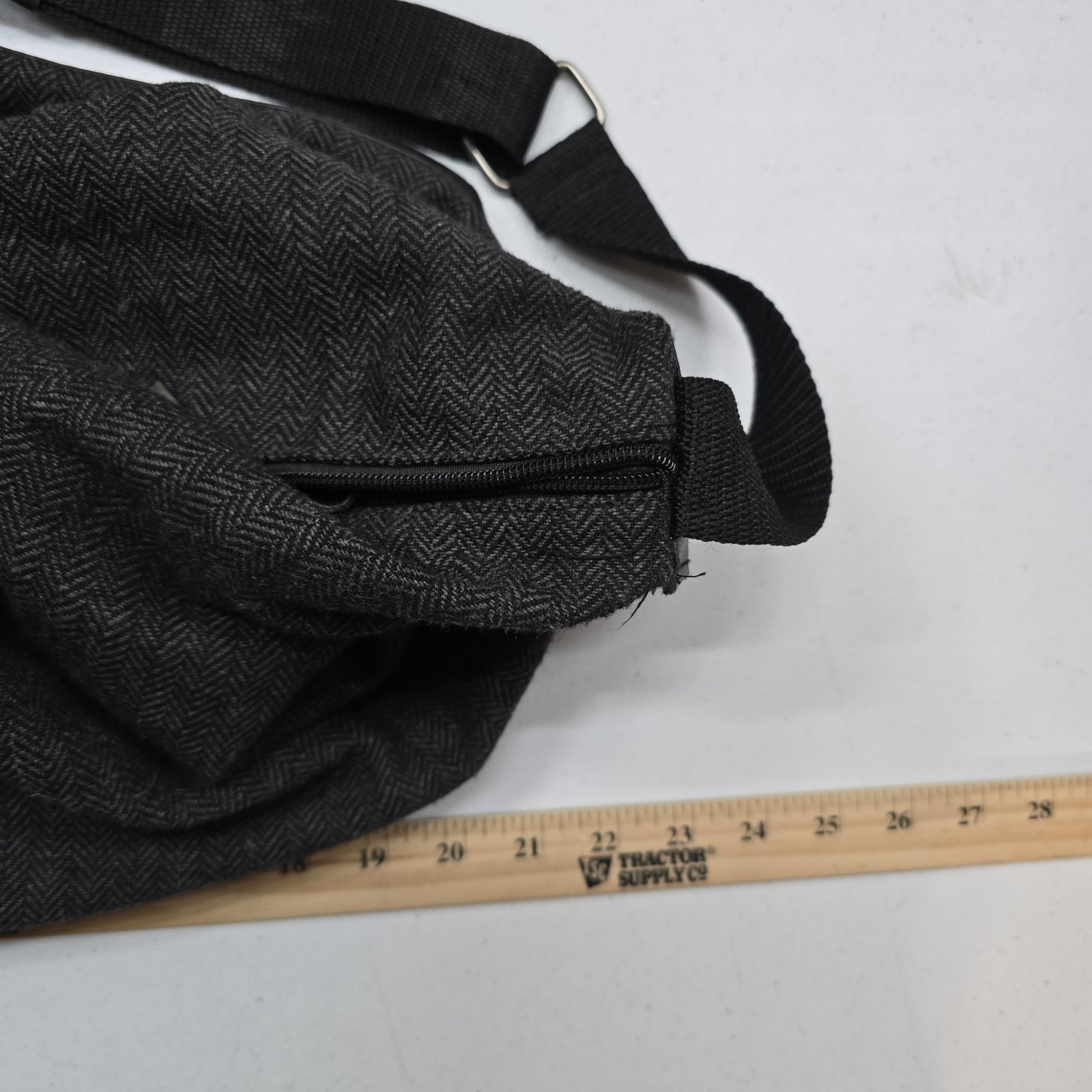 John Varvatos Gray Fabric Black Leather Trim Handles Duffle Bag – Fair