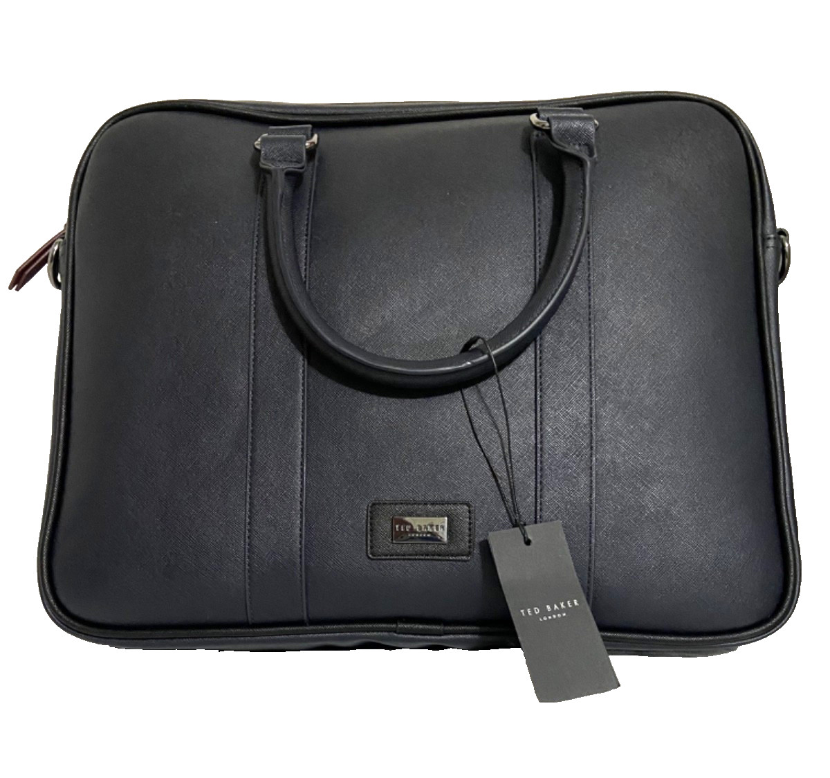 TED BAKER SPAIDI TEXTURED DOCUMENT BAG NAVY BLUE RETAIL $250 NWT