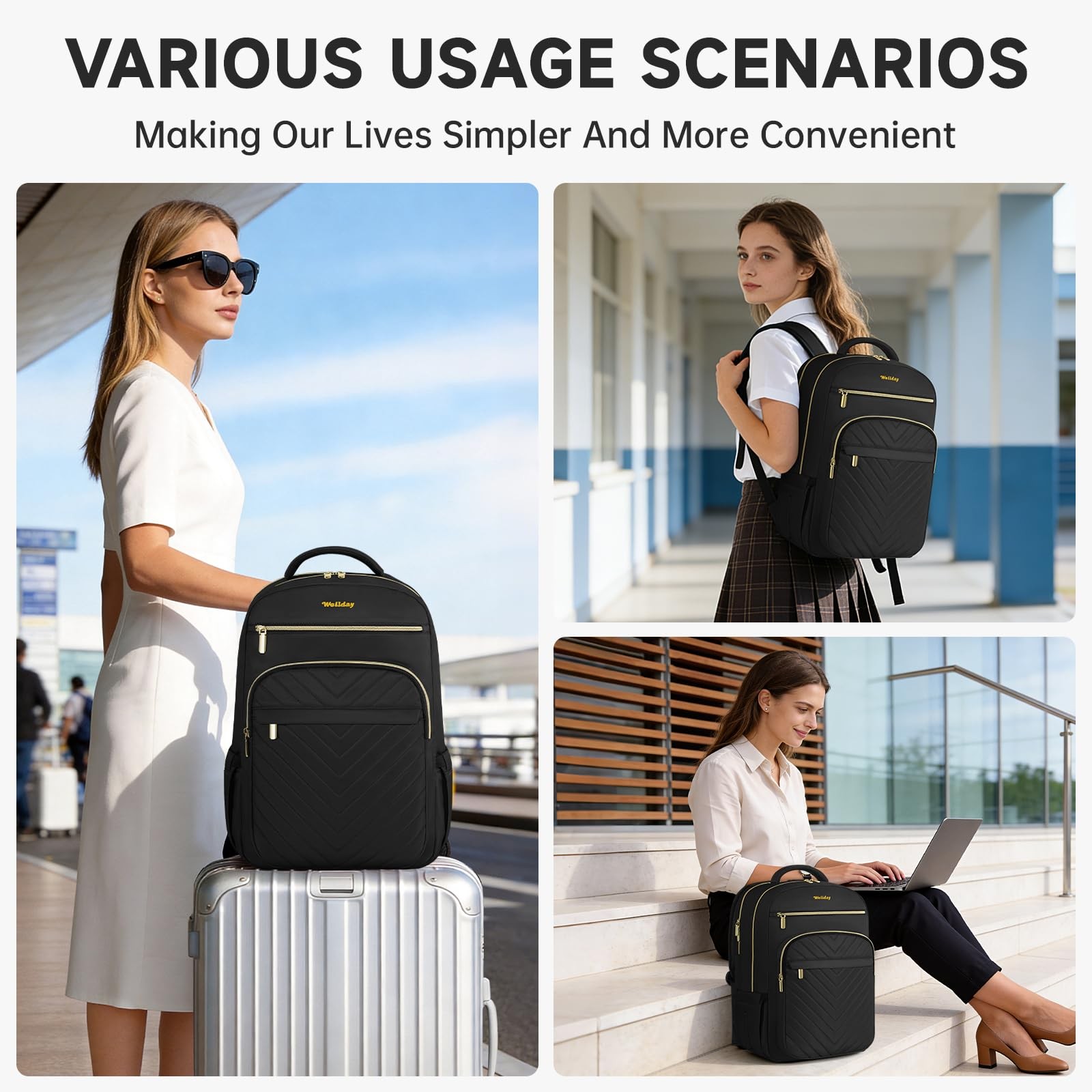 Laptop Backpack for Women with Cup Pocket, 15.6in Travel Work Purse Bookbag f…