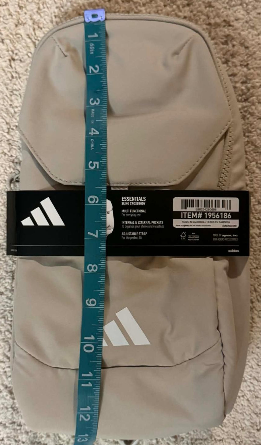 Adidas Essentials Sling Crossbody Bag Cream Adjustable Strap NWT Compact Travel