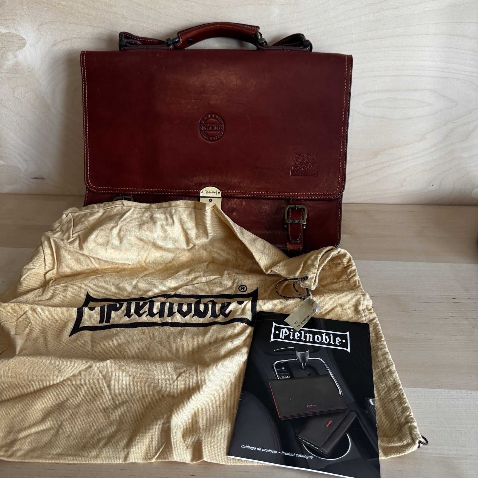 Pielnoble Rustic PR703 Leather Briefcase Made in Spain Pop Rocks Inc Rare