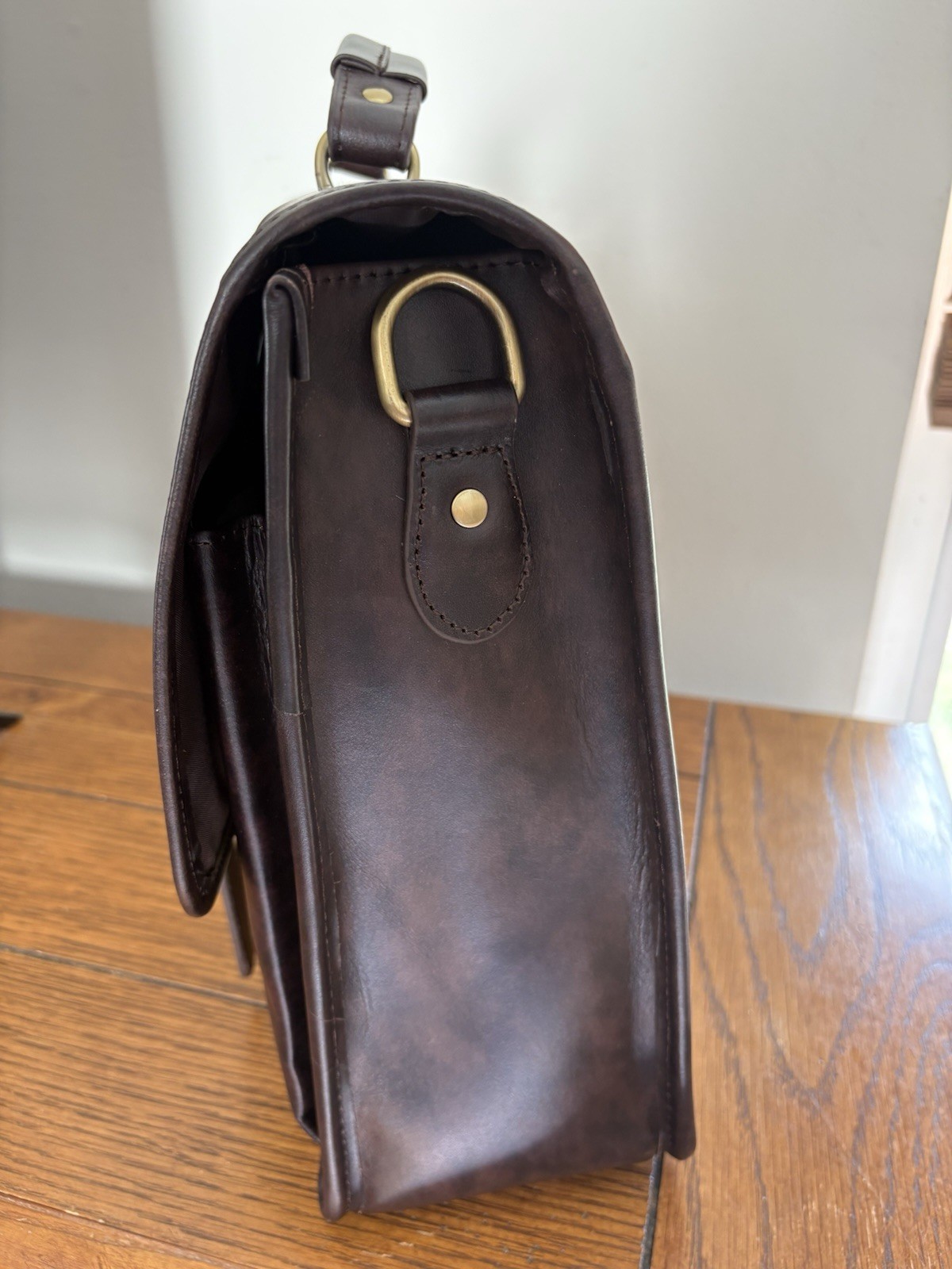 NWT Ameri Leather Briefcase Messenger Bag Chocolate Brown Leather Many Pockets
