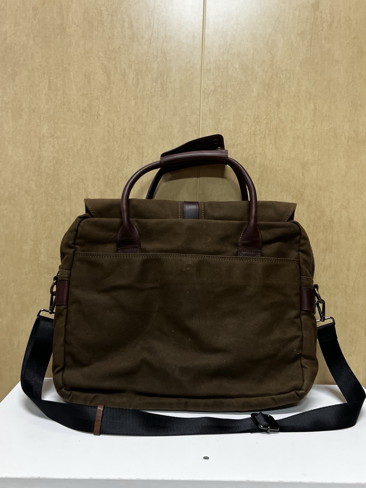 Racing Green British brown Briefcase CANVAS LEATHER SHOULDER BAG LAPTOP
