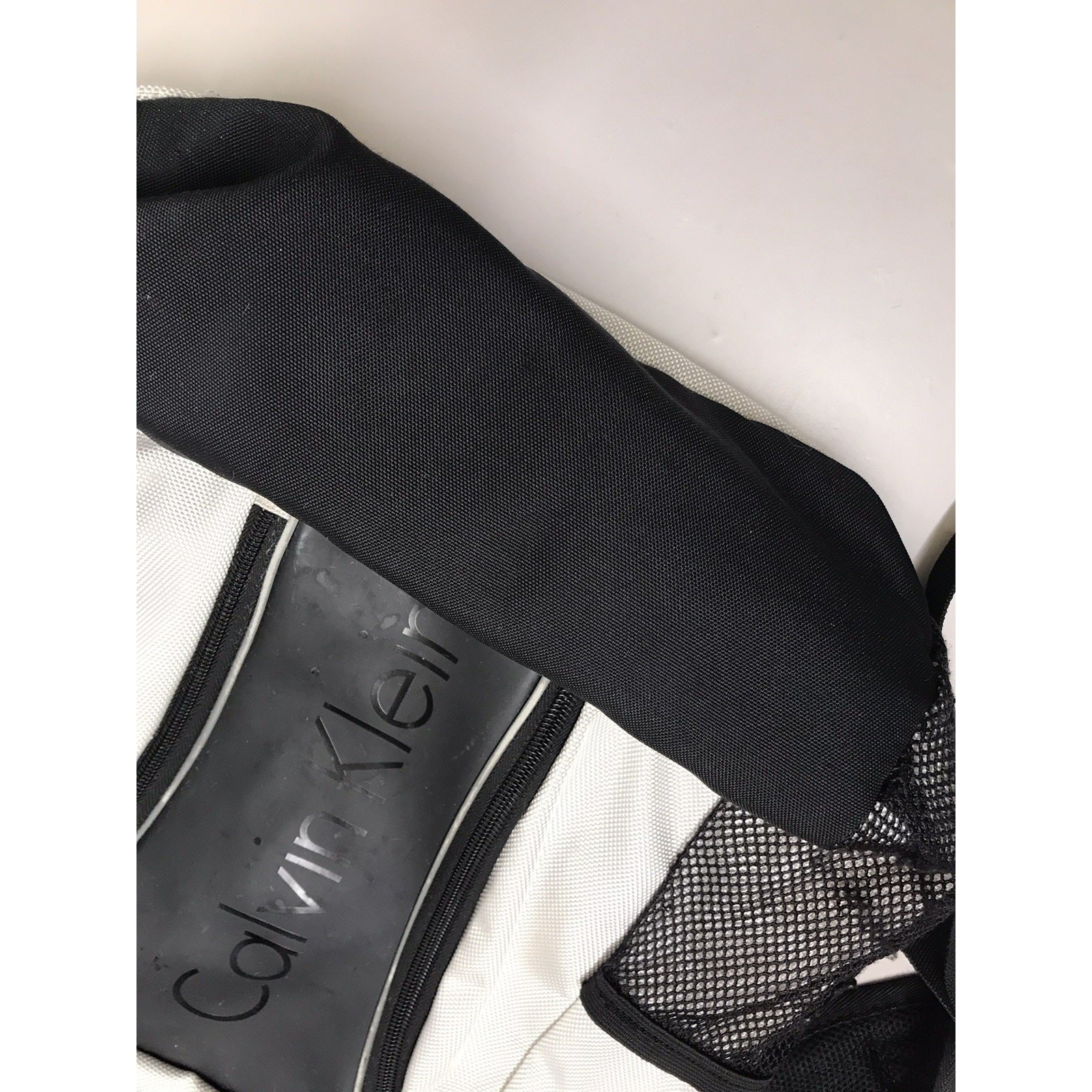 Calvin Klein Backpack Silver Black Laptop Bookbag Multi Pocket School $139.50