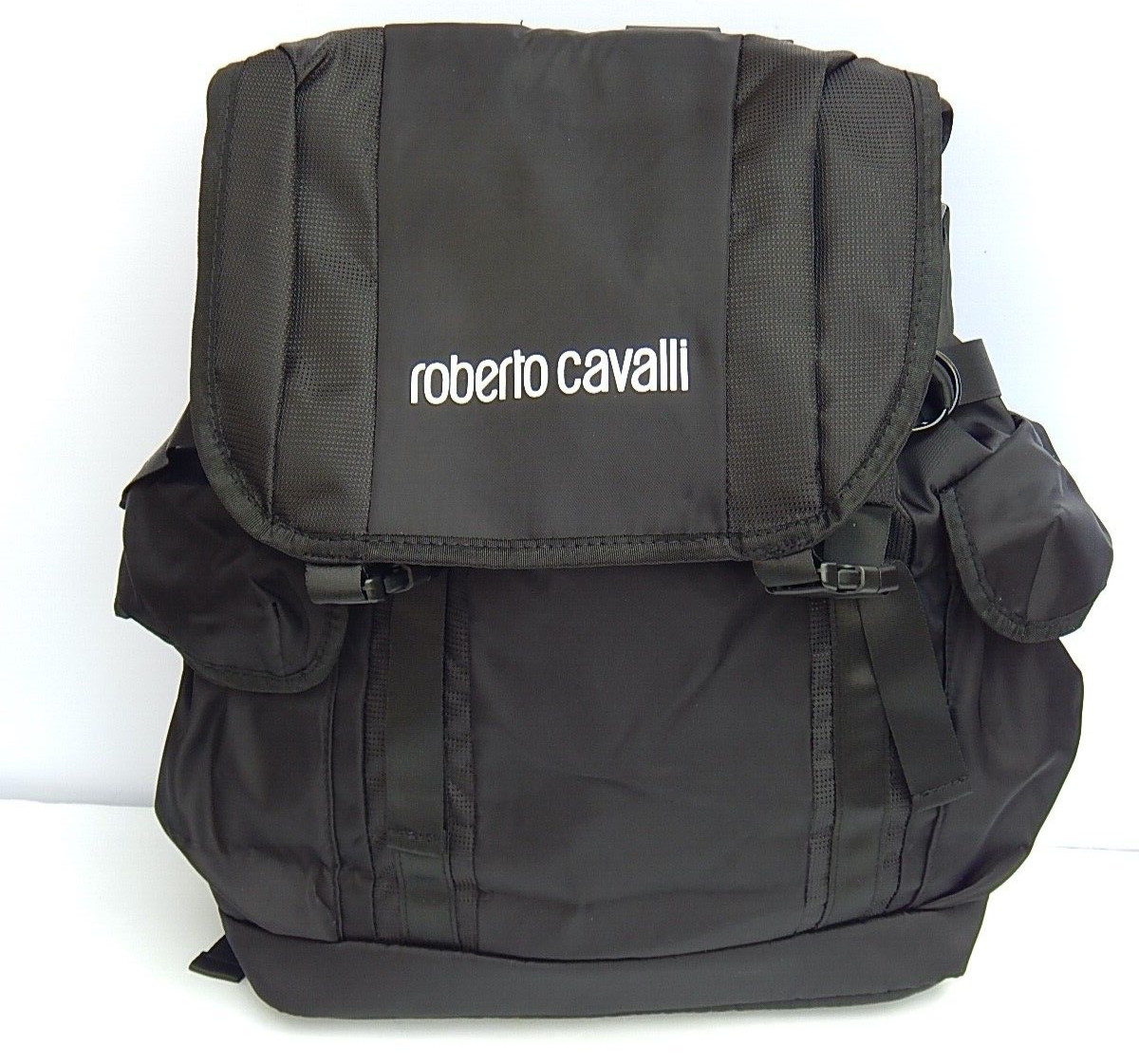 ROBERTO CAVALLI Unisex TRAVEL BACKPACK BLACK NYLON NEW AUTHENTIC