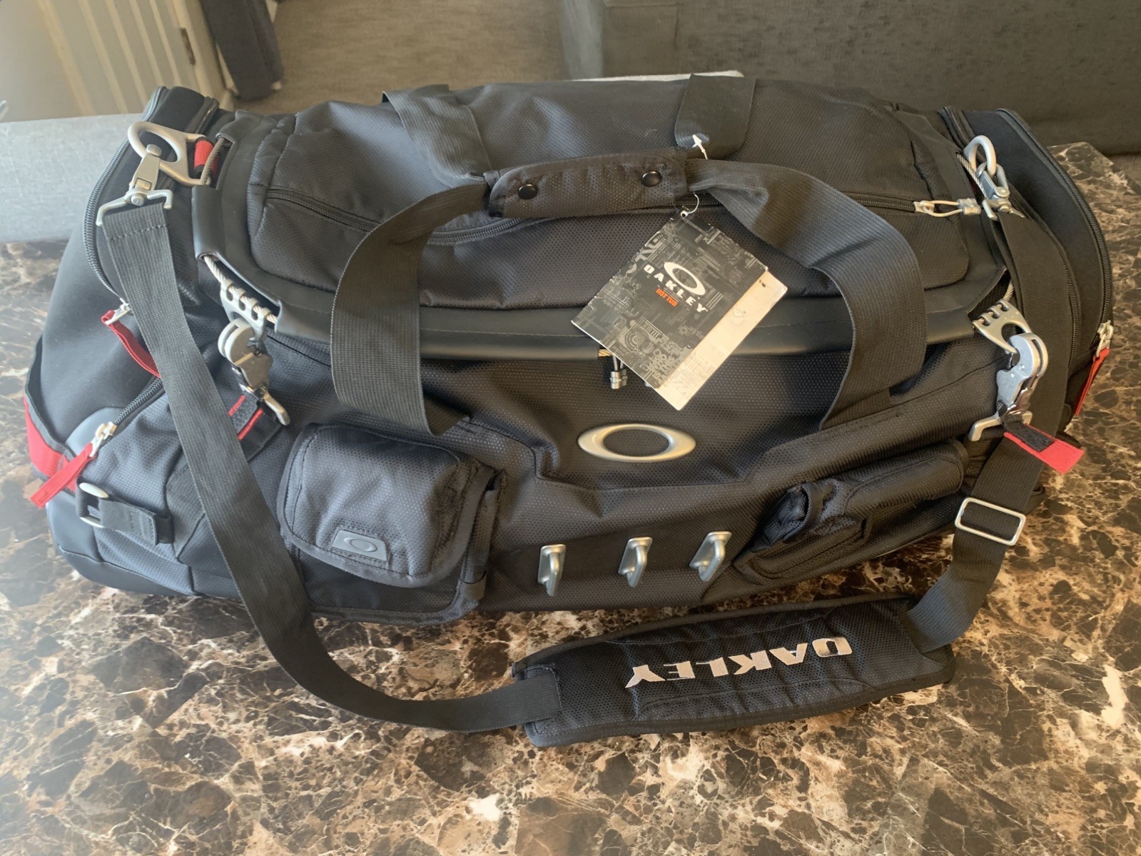 OAKLEY HOT TUB DUFFEL BAG- Black Tactical Bag- BRAND NEW minor flaw on symbol