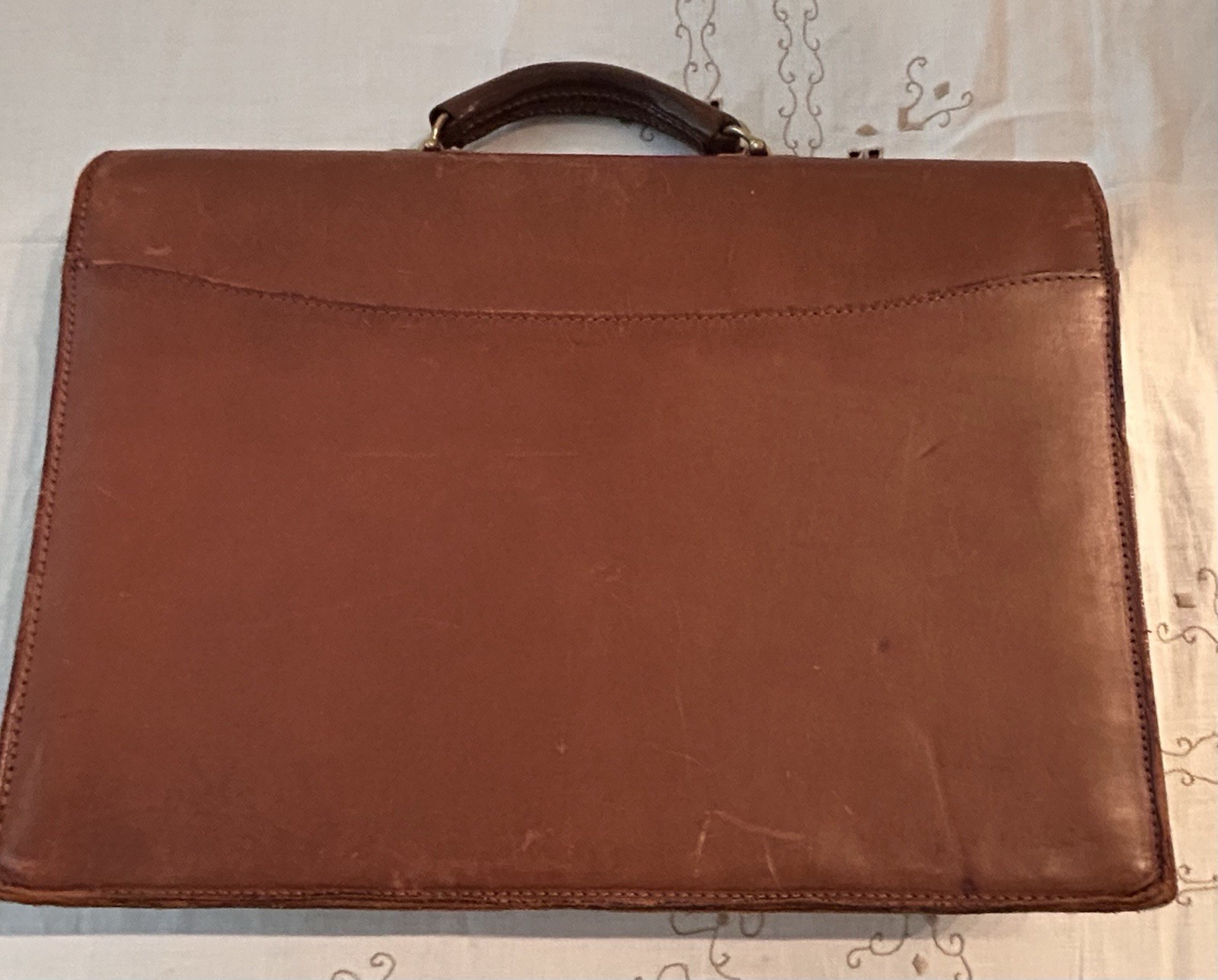 Schlesinger Vintage Brown Leather Briefcase With Working Combination Lock