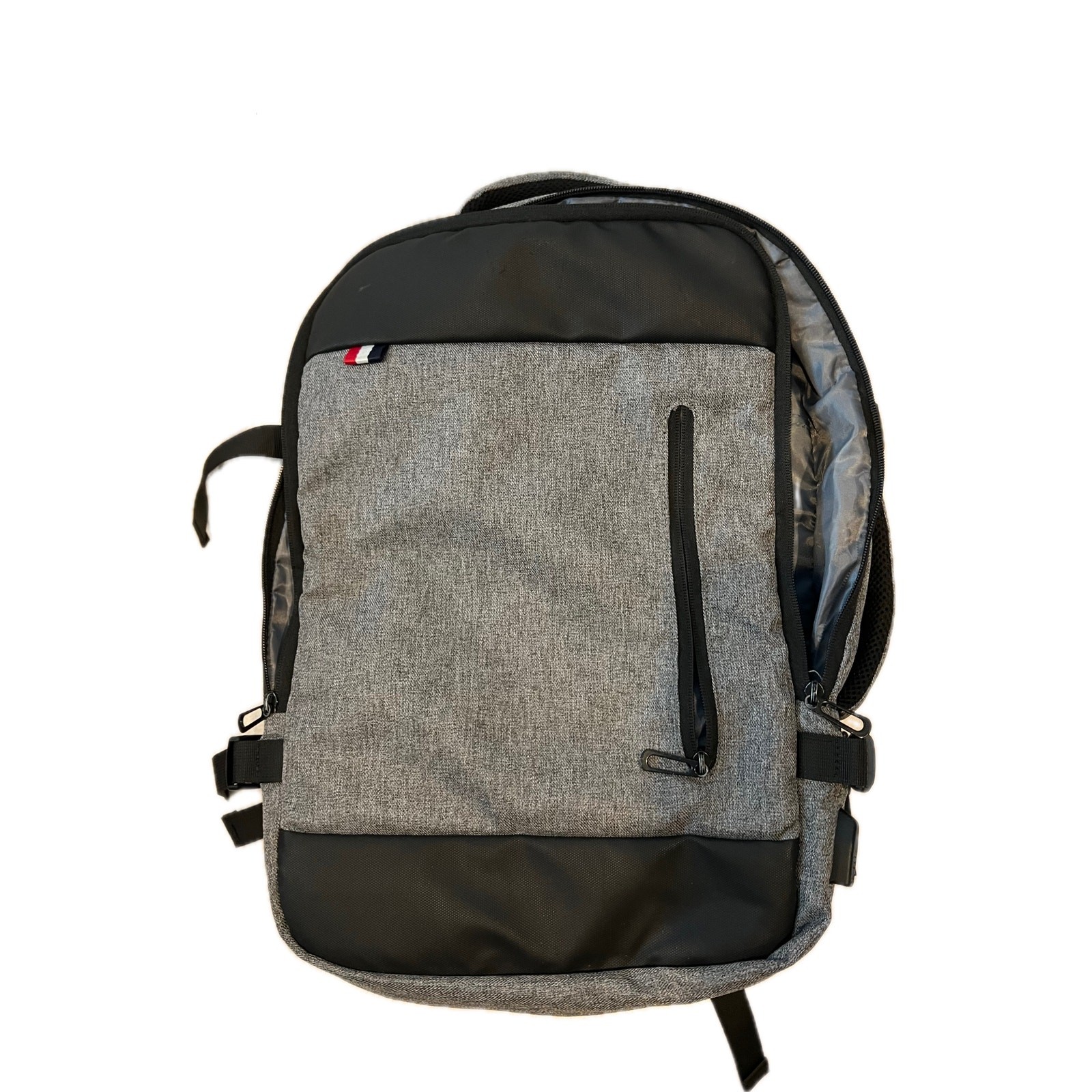 Clamshell Gray Black Padded Backpack 20″ Tall