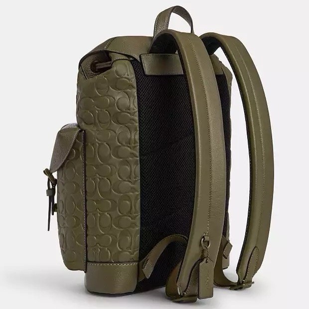 NWT Coach MEN’s Warner Backpack In Signature Leather CAK26 Olive