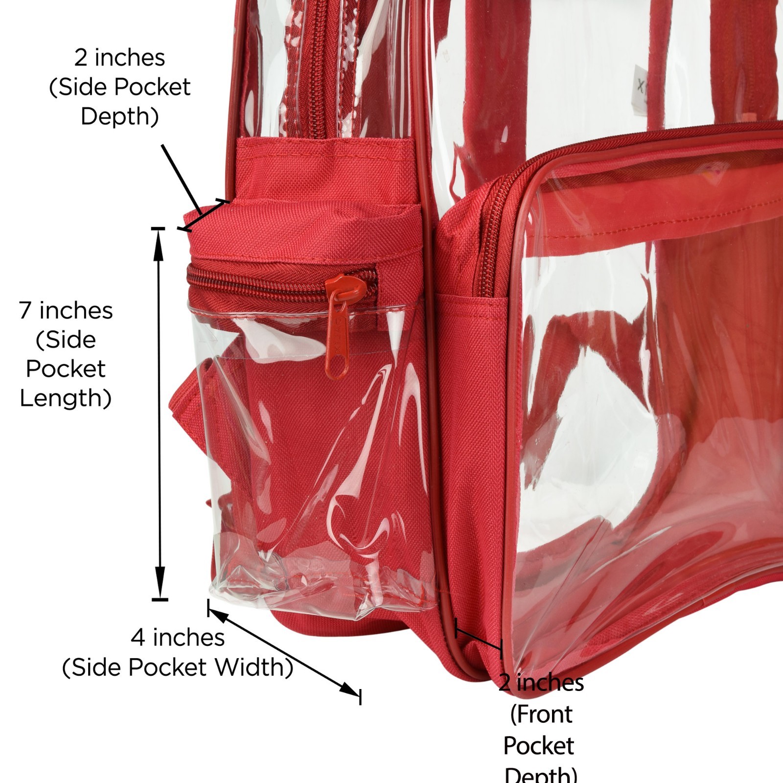 DALIX Clear Backpack Transparent School Bag in Red Small to Medium Size