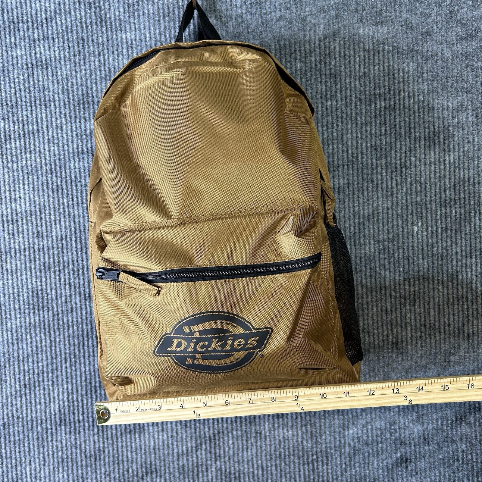 NEW Dickies Logo Backpack Brown Water Bottle Pocket School Everyday