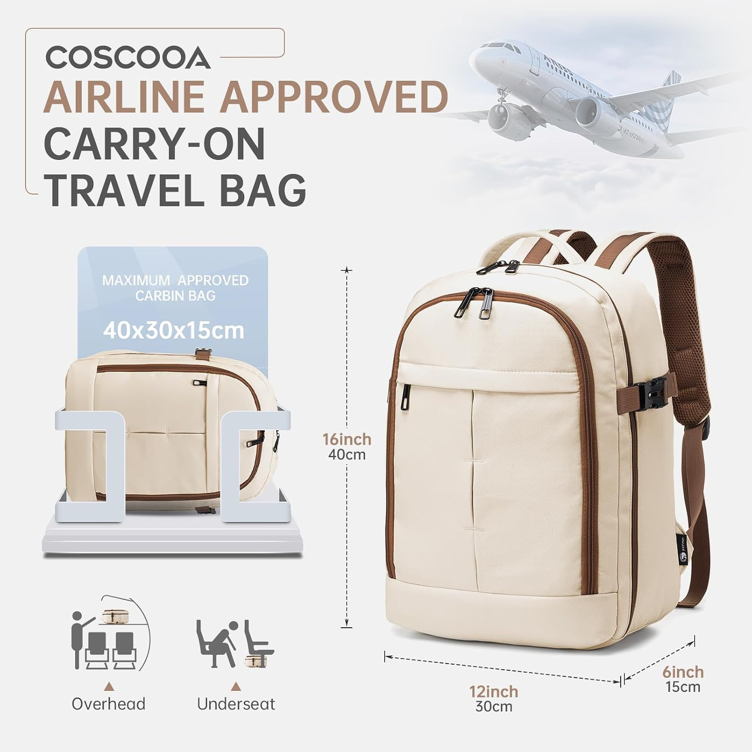 Small Travel Backpack 20L,Personal Item Bag 40X30X15Cm,Flight Approved Underseat