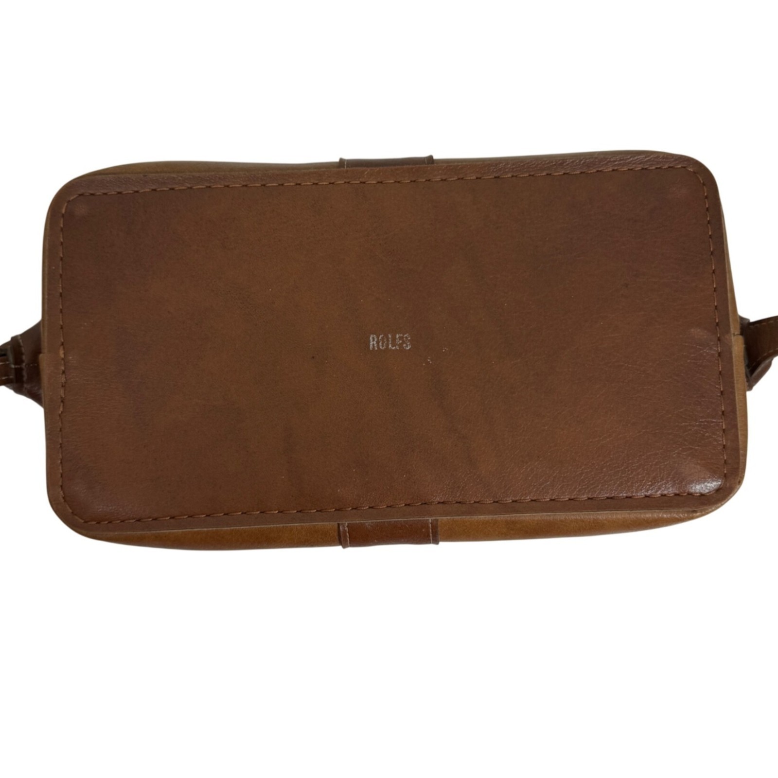 Vintage Rolfs Leather Dopp Kit Toiletry Travel Bag Brown Zip Shave Case FLAWS