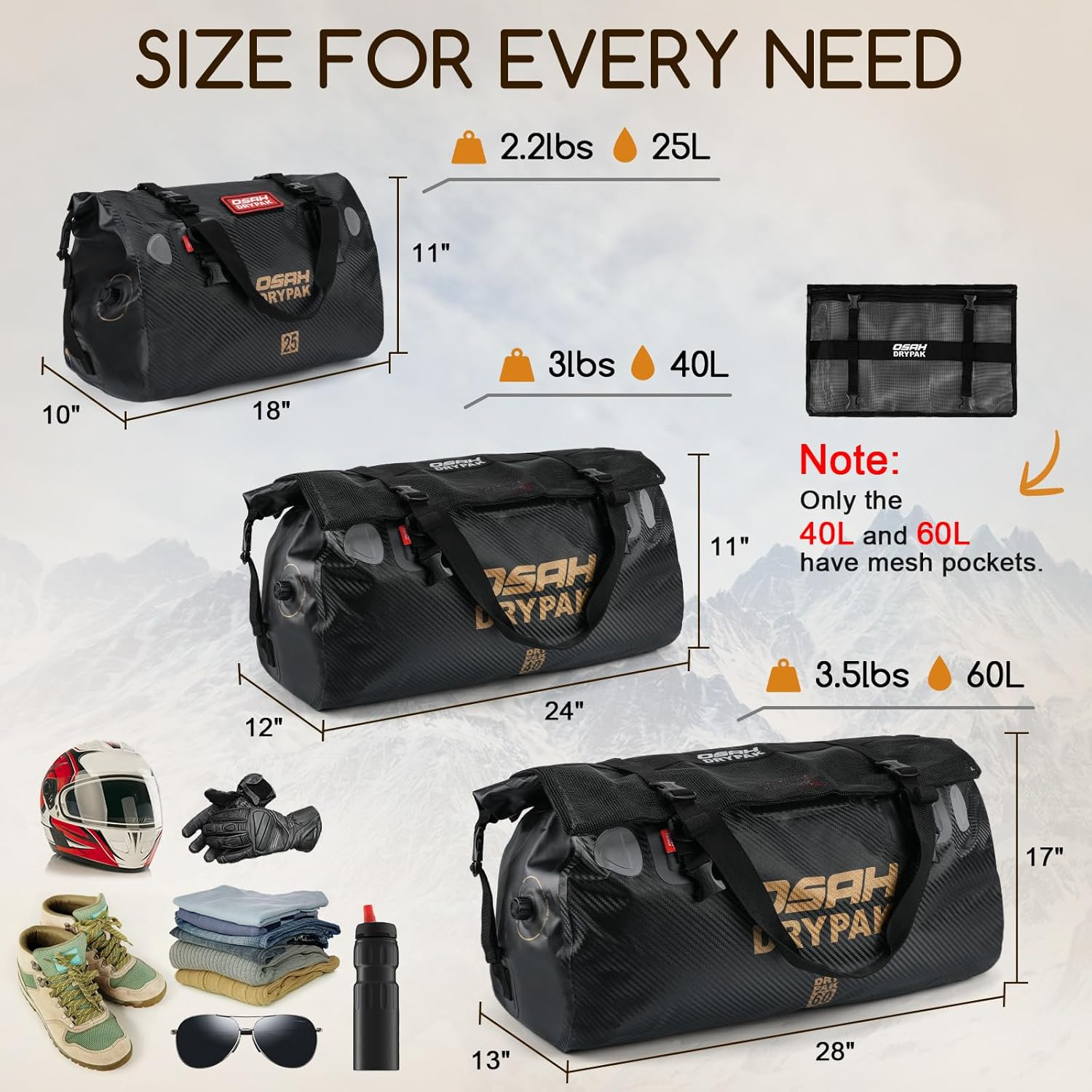 Waterproof Duffel Bag – Motorcycle Dry Bag Tail Bag with Large Storage Space, Wa