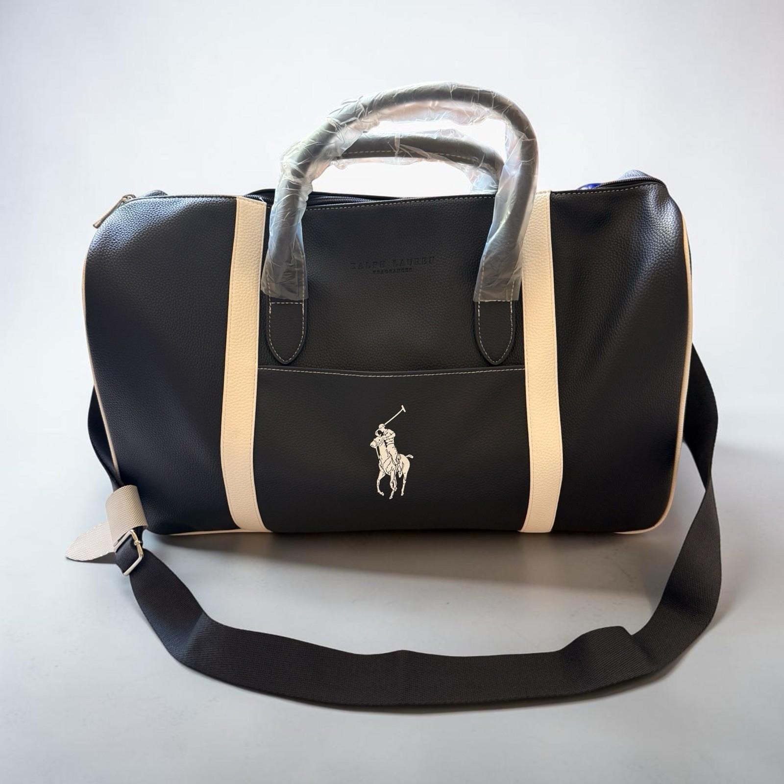 POLO Fragrance RALPH LAUREN Duffle BAG Navy GWP Faux Leather GYM New~ FREE SHIP