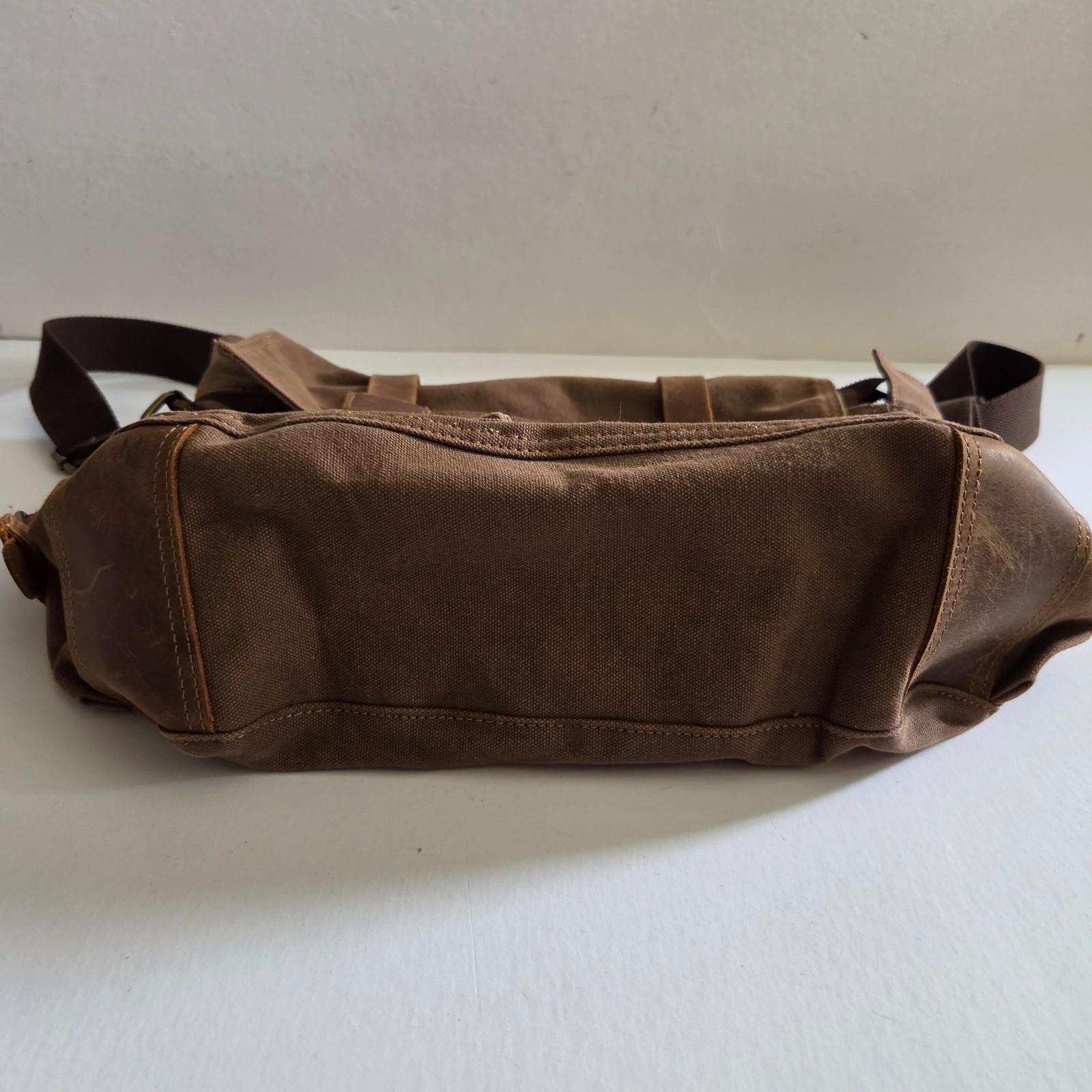Military Canvas Leather Men Messenger Bag Shoulder Crossbody Bag Sturdy Muchuan