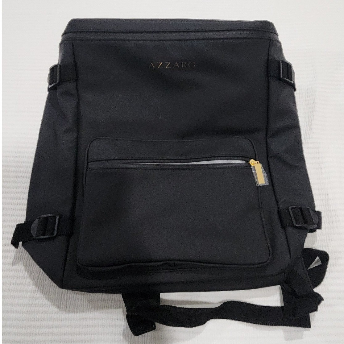 Azzaro Parfums Black Nylon Backpack Gold Hardware Travel Commuter Bag