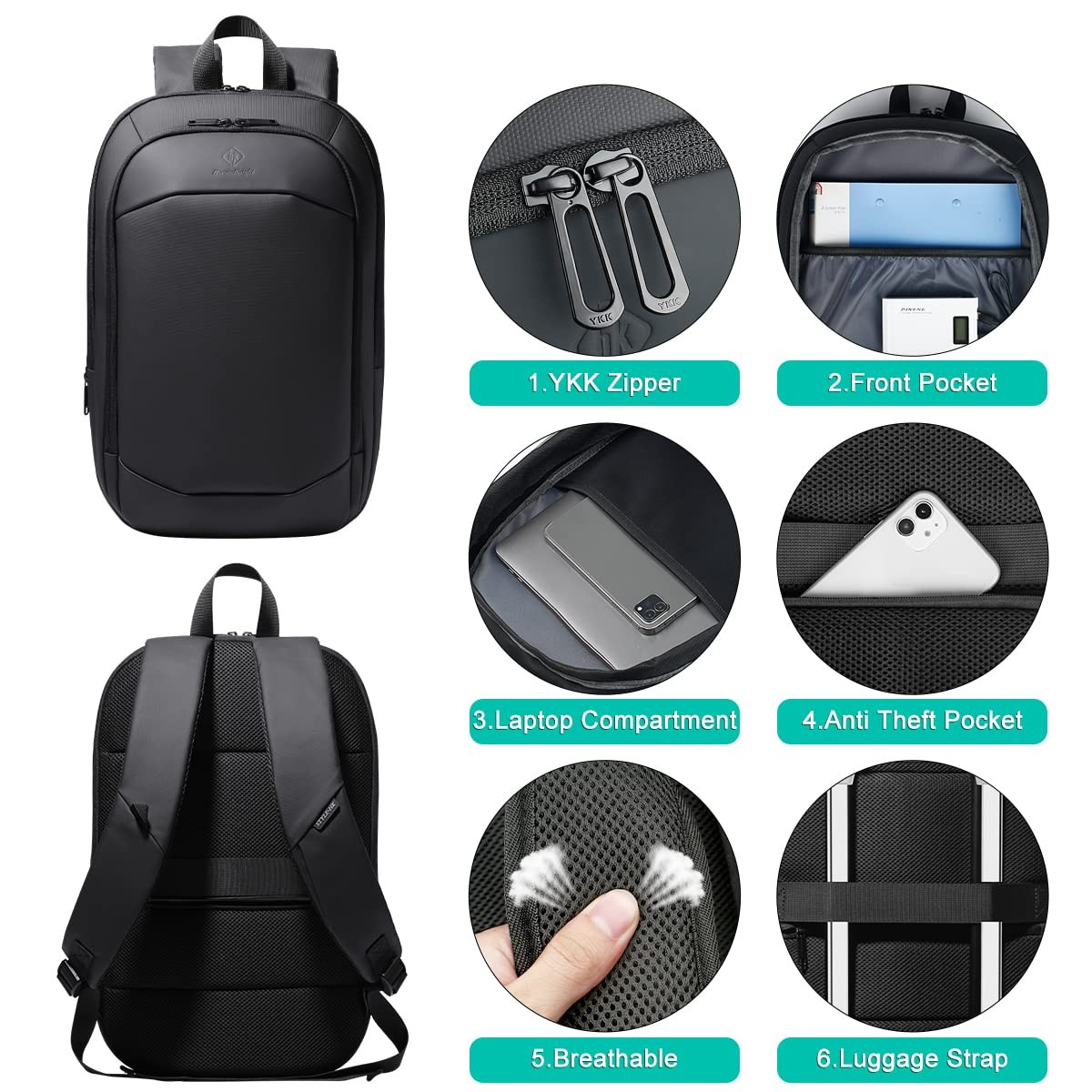 Business Backpack for Men 17 Inch,Slim & Expandable Waterproof Travel Laptop …