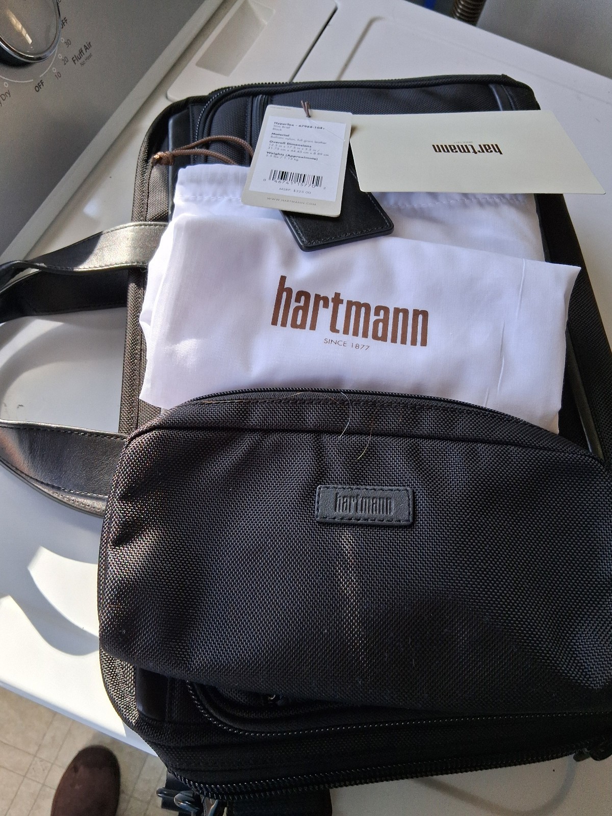 NEW! HARTMANN HYPERTEX BALLISTIC LEATHER TRIM SLIM LAPTOP BRIEFCASE 12.5X17.5′