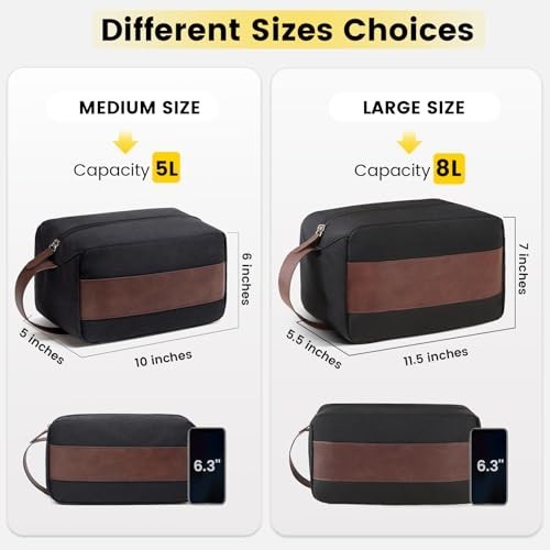 Toiletry Bag Men Water Resistant Accessories Travel Essentials Medium Bag, Black