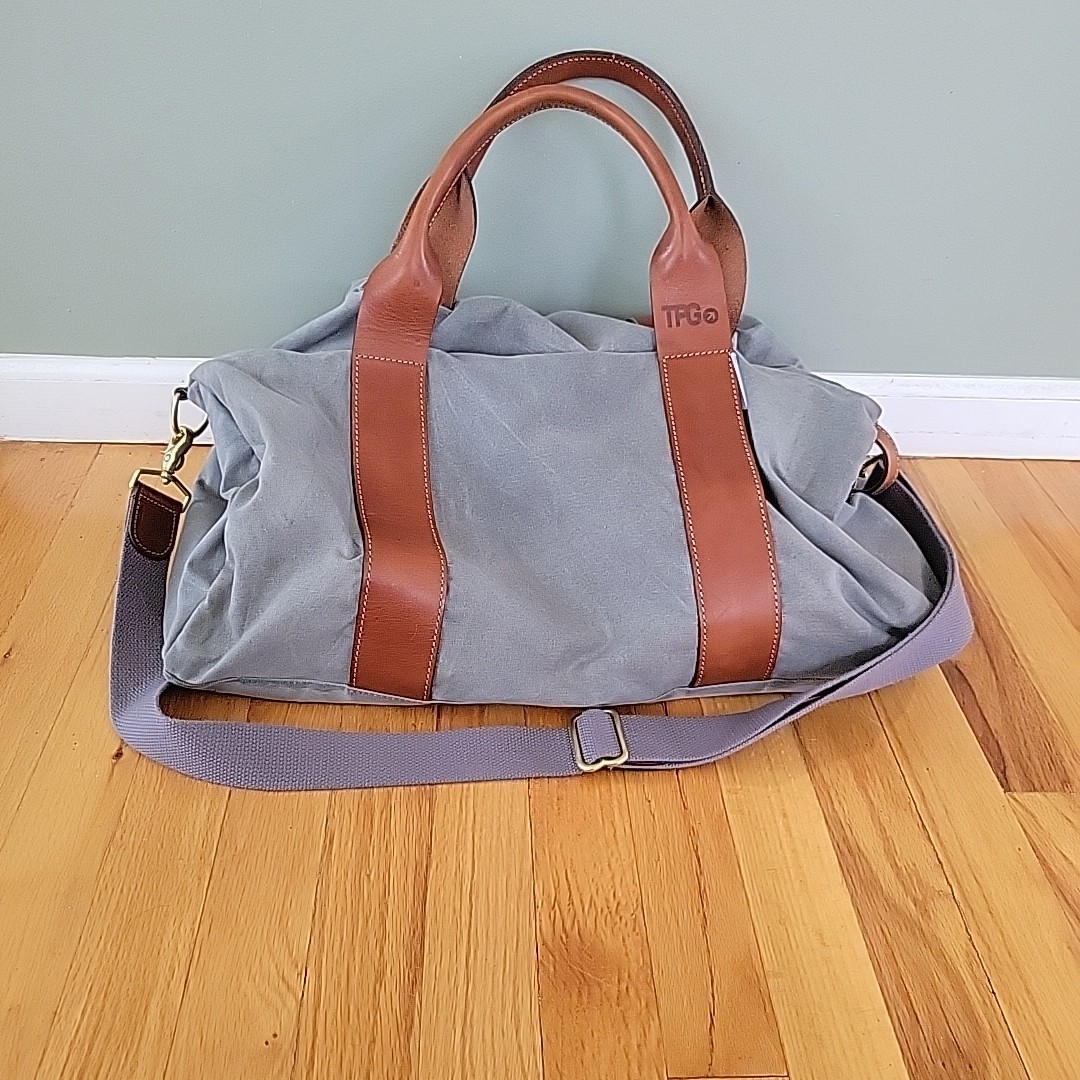 Voyager Boarding Pass Large Waxed Canvas & Leather Duffle w/ Strap 20″x 12’x 11″